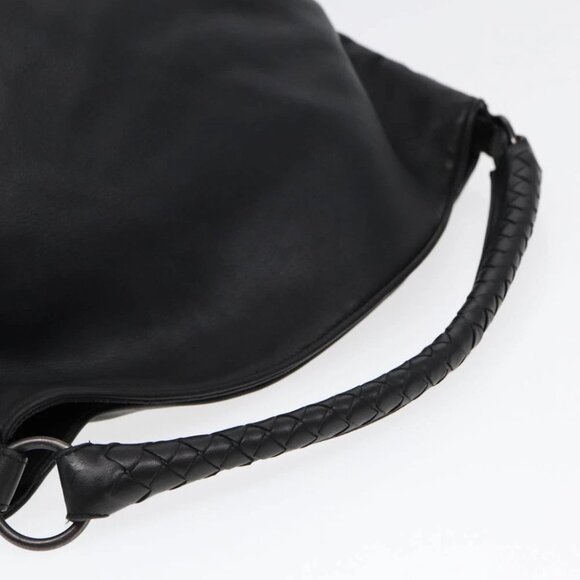 BOTTEGA VENETA INTRECCIATO Shoulder Bag Leather Black Auth ki4752 - Picture 8 of 16